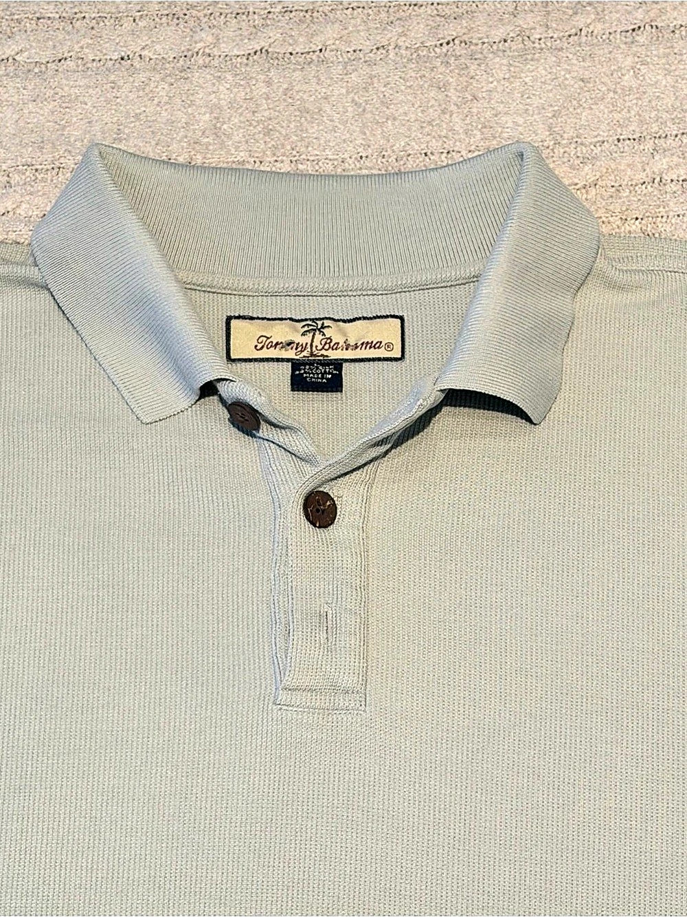 Tommy Bahama Men’s Solid Gray Silk blend Short Sleeve Button Polo L